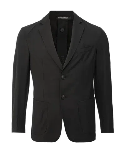 Emporio Armani Lapel Long-sleeved Suit Jacket In Black