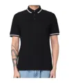 Emporio Armani Classic Piqué Polo Shirt With Polished Collar In Black