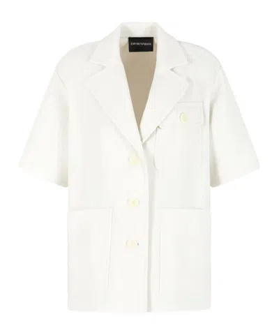 Emporio Armani Lapel Short-sleeved Casual Jacket In White