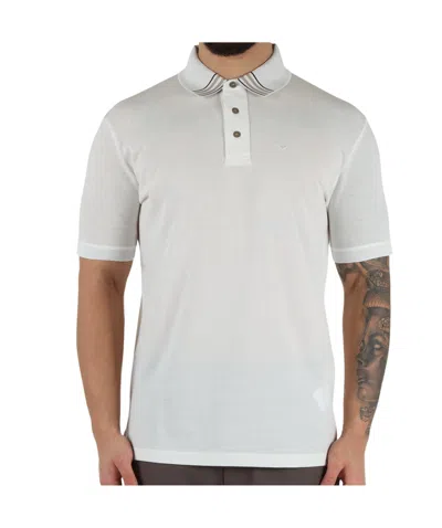 Emporio Armani Lapel Short-sleeved Polo Shirt In White