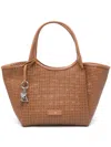Emporio Armani Textured Weave Tote Bag In Brown