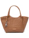 Emporio Armani Textured Weave Tote Bag In Brown