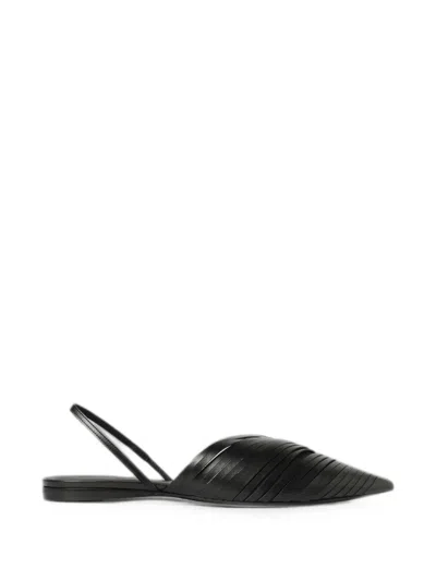 Emporio Armani Laser-cut Slingback Flat Pumps In Black