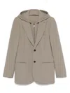 Emporio Armani Regular Fit Detachable Hooded Inner Bib Blazer In 灰色