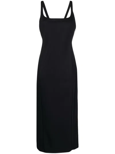 Emporio Armani Layered Cutout Midi Dress In Black