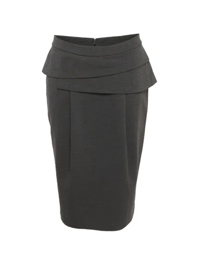 Pre-owned Emporio Armani Layered Pencil Midi Skirt In Gray