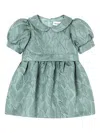 Emporio Armani Leaf-print Puff-sleeve Dress In Green