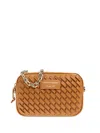 Emporio Armani Shoulder Bag With Decorative Weave In Brown