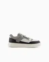 Emporio Armani Leather And Mesh Sneakers With Contrasting Details In Black