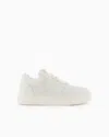 Emporio Armani Leather And Mesh Sneakers With Contrasting Details In White