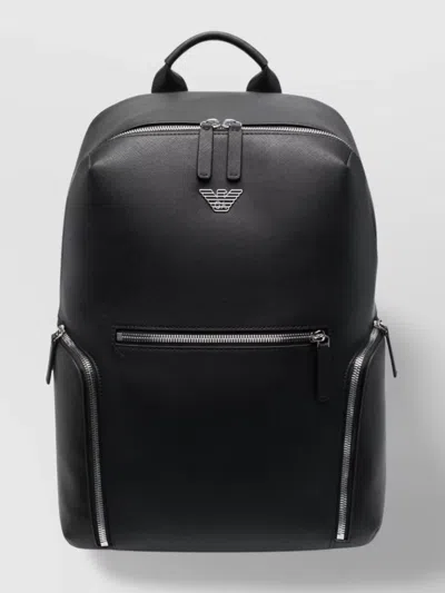 EMPORIO ARMANI LEATHER BACKPACK WITH ADJUSTABLE SHOULDER STRAPS