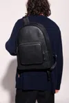 Emporio Armani Leather Backpack With Logo In Black