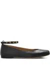Emporio Armani Leather Ballerina Shoes In Black