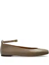 Emporio Armani Leather Ballerina Shoes In Brown
