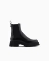 Emporio Armani Leather Chelsea Boots In Black