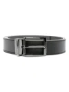 Emporio Armani Adjustable Leather Belt Grained Texture