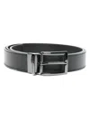 Emporio Armani Adjustable Leather Belt Grained Texture