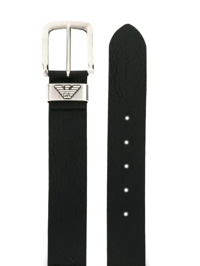 Emporio Armani Leather Belt In Black