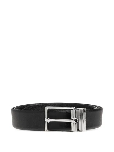 Emporio Armani Leather Belt In Black
