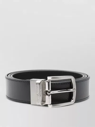 Emporio Armani Leather Belt Adjustable Size Smooth Finish In Black
