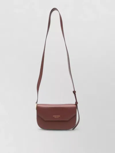 Emporio Armani Leather Belt Bag Textured Finish Adjustable Strap In Brown