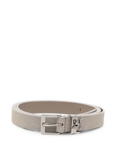 Emporio Armani Leather Belt In Neutral