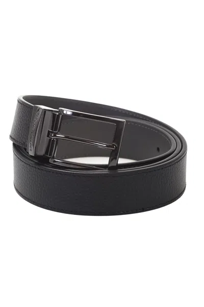 Emporio Armani Leather Belt In Black