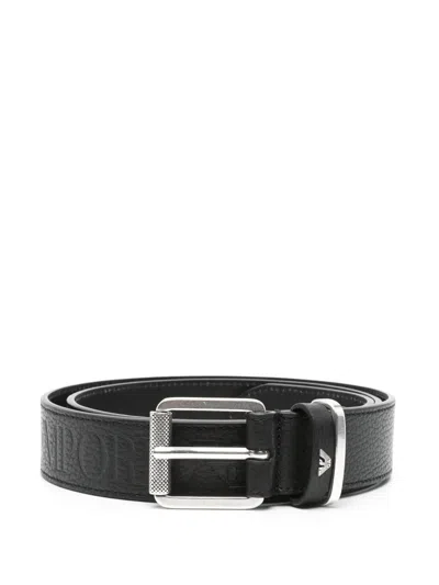 Emporio Armani Leather Belt In Black