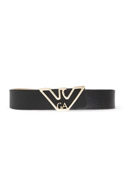 Emporio Armani Leather Belt In Black