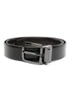 Emporio Armani Leather Belt With Adjustable Fit And Smooth Finish In Black