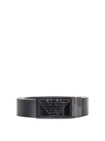 Emporio Armani Leather Belt In Black