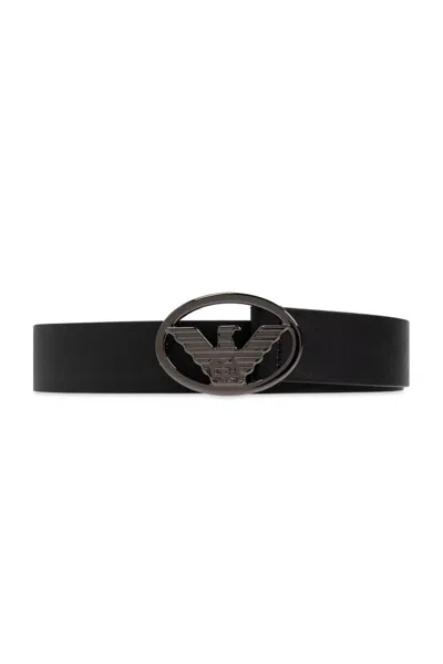 Emporio Armani Leather Belt In Black