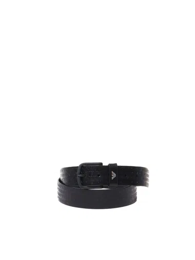 Emporio Armani Leather Belt In Black