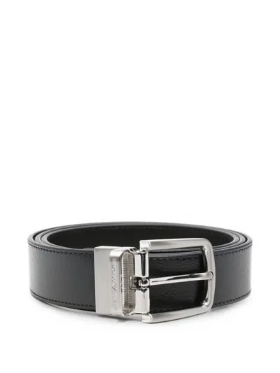Emporio Armani Leather Belt In Blue