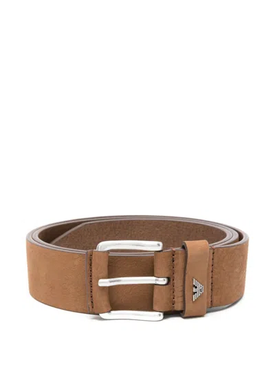 Emporio Armani Leather Belt In Brown