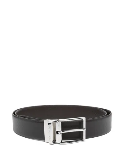 Emporio Armani Leather Belt In Brown