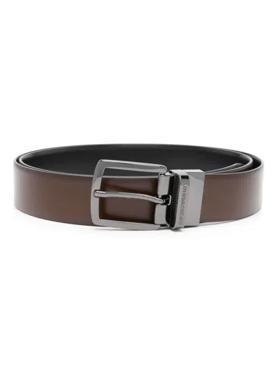 Emporio Armani Leather Belt In Brown