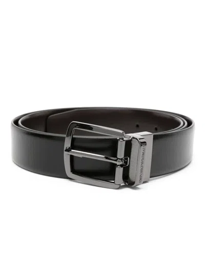 Emporio Armani Leather Belt In Brown