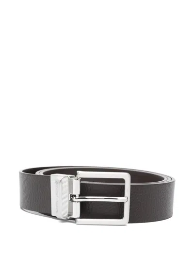 Emporio Armani Leather Belt In Brown