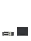Emporio Armani Leather Belt Cardholder Set (set Of Two) In Black