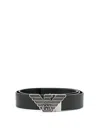 Emporio Armani Leather Belt With Interchangeable Metal Buckle In Negro