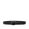 Emporio Armani Leather Belt With Woven Motif In Black