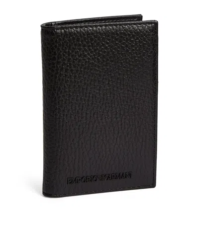 Emporio Armani Leather Bifold Card Holder In Black