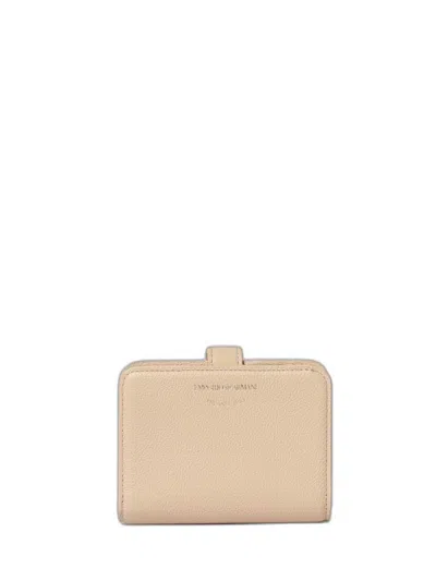 Emporio Armani Leather Bifold Wallet In Neutral