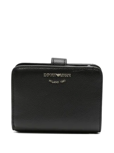 Emporio Armani Leather Bifold Wallet In Black