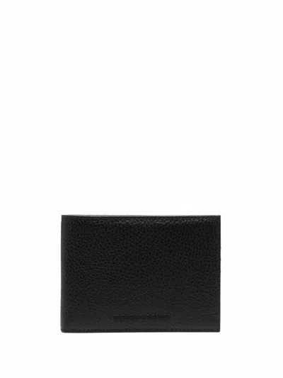 Emporio Armani Leather Bifold Wallet In Black