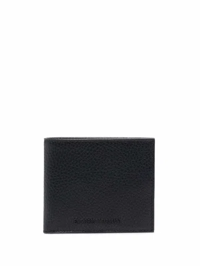 Emporio Armani Leather Bifold Wallet In Black