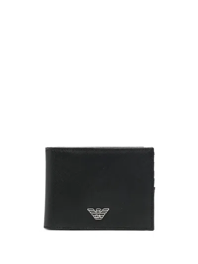 Emporio Armani Logo Plaque Bifold Wallet In Black