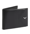 Emporio Armani Leather Bifold Wallet In Brown