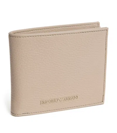 Emporio Armani Leather Bifold Wallet In Grey